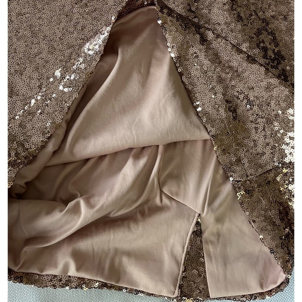 R&M Richards Rose Gold Sequin One Shoulder Dress Womens 10 NWT Party Cocktail - Picture 11 of 14